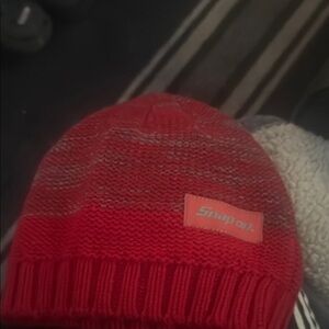 Snap-on Red Knit Beanie